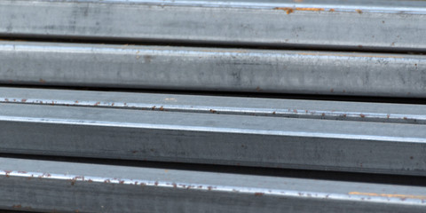 Steel galvanized profile background. Metal backdrop copy space
