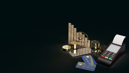 The mobile symbol e wallet  and gold coins 3d rendering for e business concept.