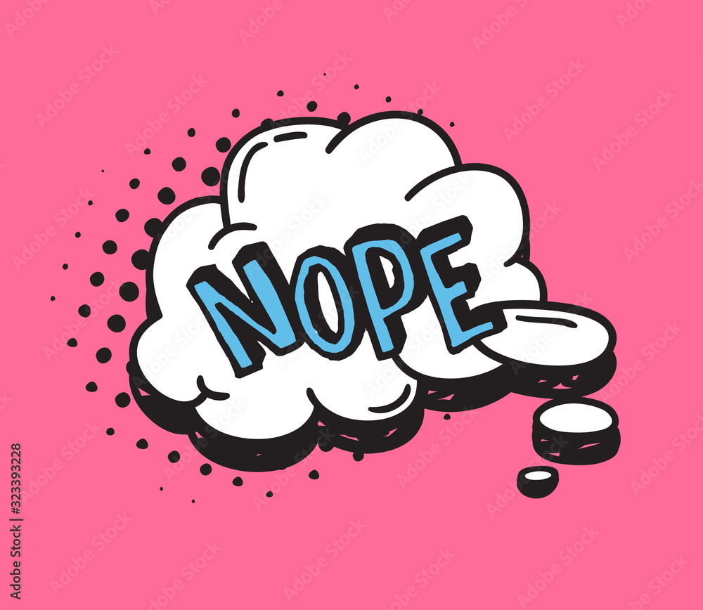 Poster hand drawn speech bubble with text on pink background and halftone. vector pop art object and word. 