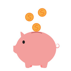 piggy bank money icon on white background. flat style. piggy bank icon for your web site design, logo, app, UI. piggy bank with coin symbol. pink piggy bank sign.
