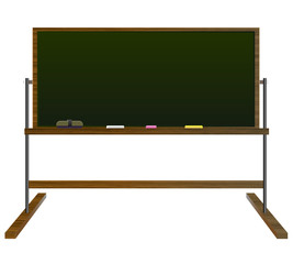 足付き黒板、黒板消し、チョーク(木製・黒の黒板)