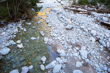 On the way to the sea eye in Poland. The road to the forest. Tatras. Slovakia.