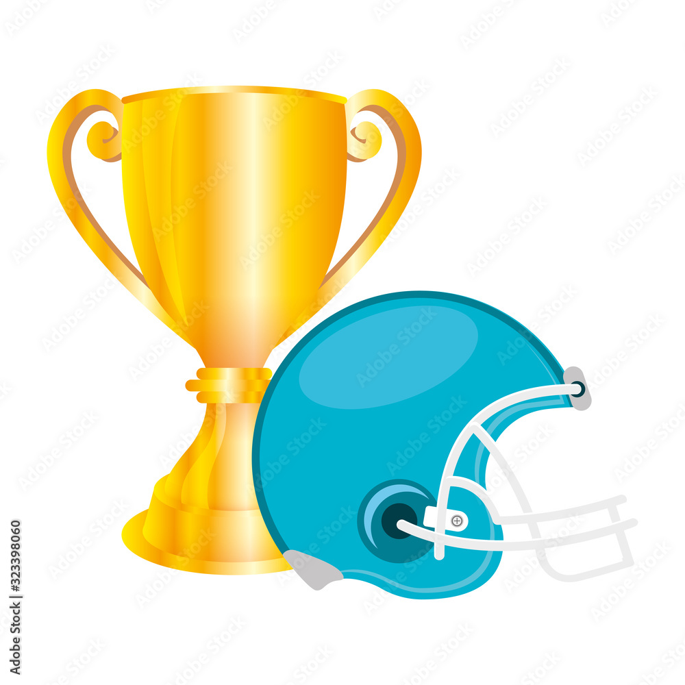 Sticker american football sport helmet with trophy cup