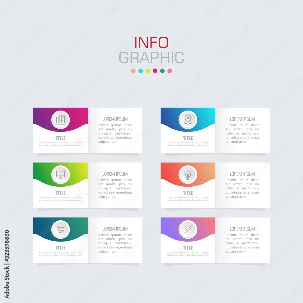 Fototapete business data visualization. infographic element with icons and options or steps. can be used for pr
