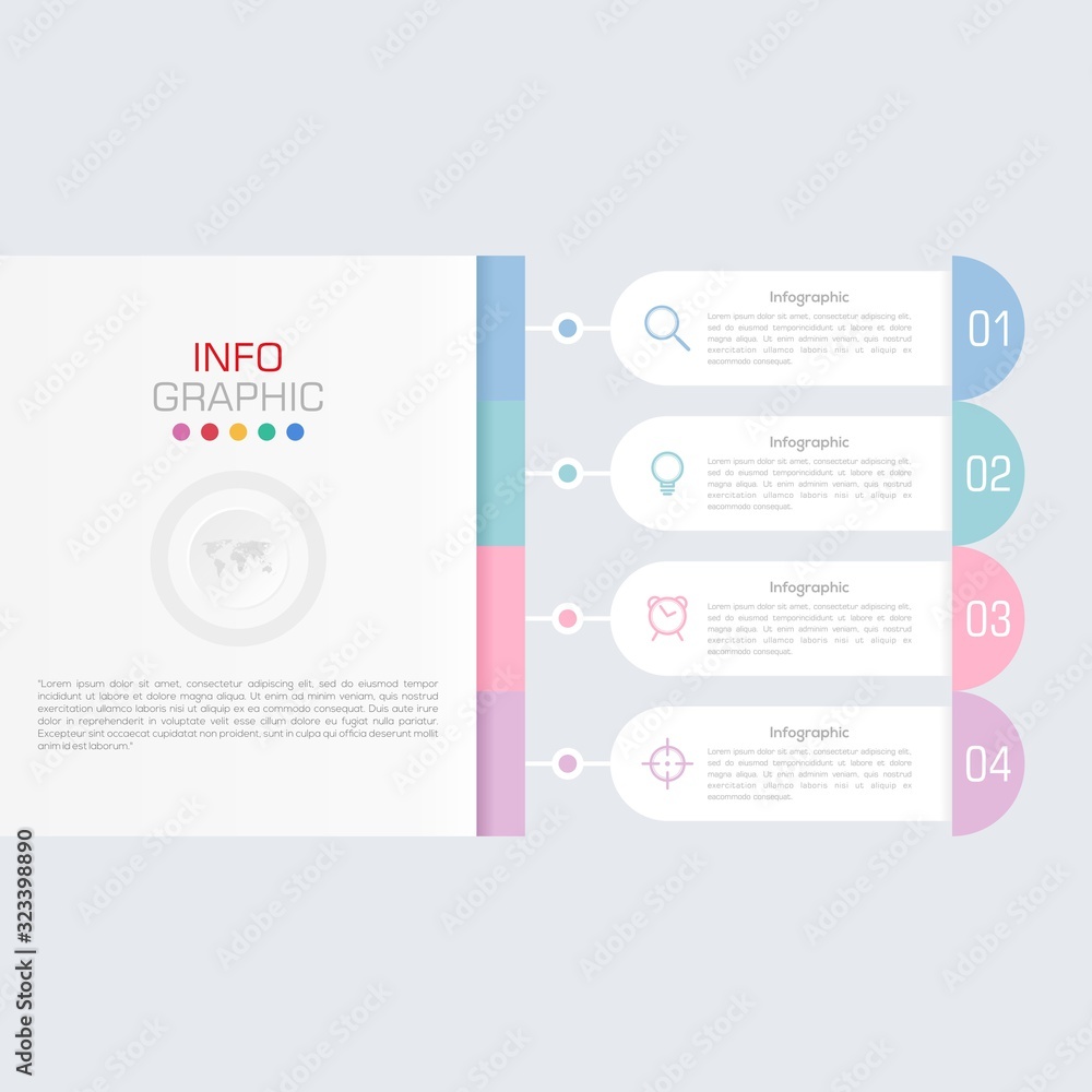 Fototapete business data visualization. infographic element with icons and options or steps. can be used for pr