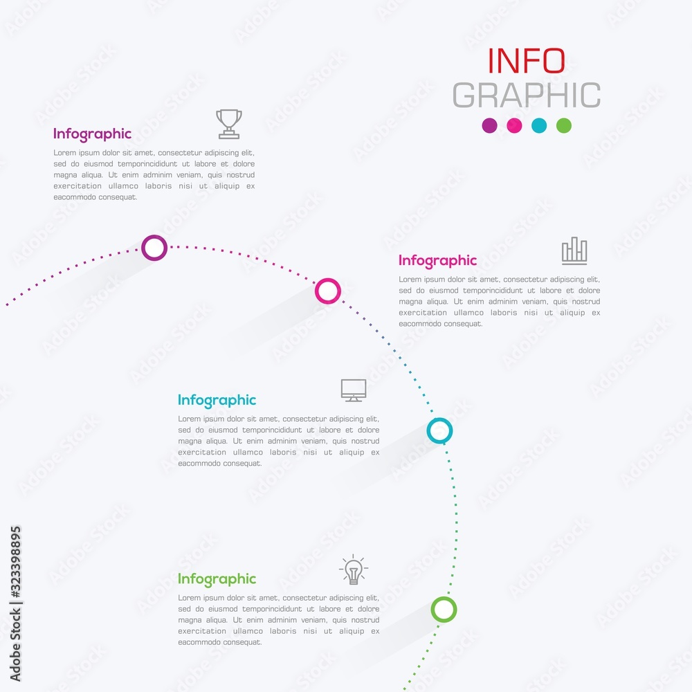 Fototapete business data visualization. infographic element with icons and options or steps. can be used for pr