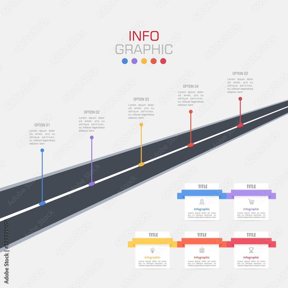Fototapete business data visualization. infographic element with icons and options or steps. can be used for pr