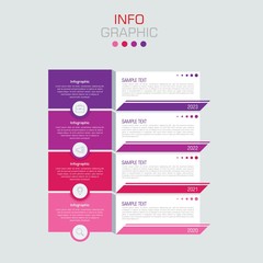 Business data visualization. Infographic element with icons and options or steps. Can be used for process, presentation, diagram, workflow layout, info graph, web design. Vector business template.