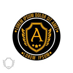 Logo template with shield and wings in a circle, suitable for security company, security service, bodyguard, defender. vector illustration