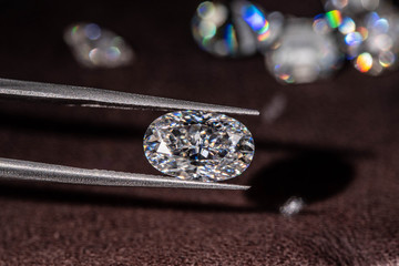 Diamond in Tweezers Close up