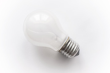 Top View Old Lightbulb - White Bulb on Light Background