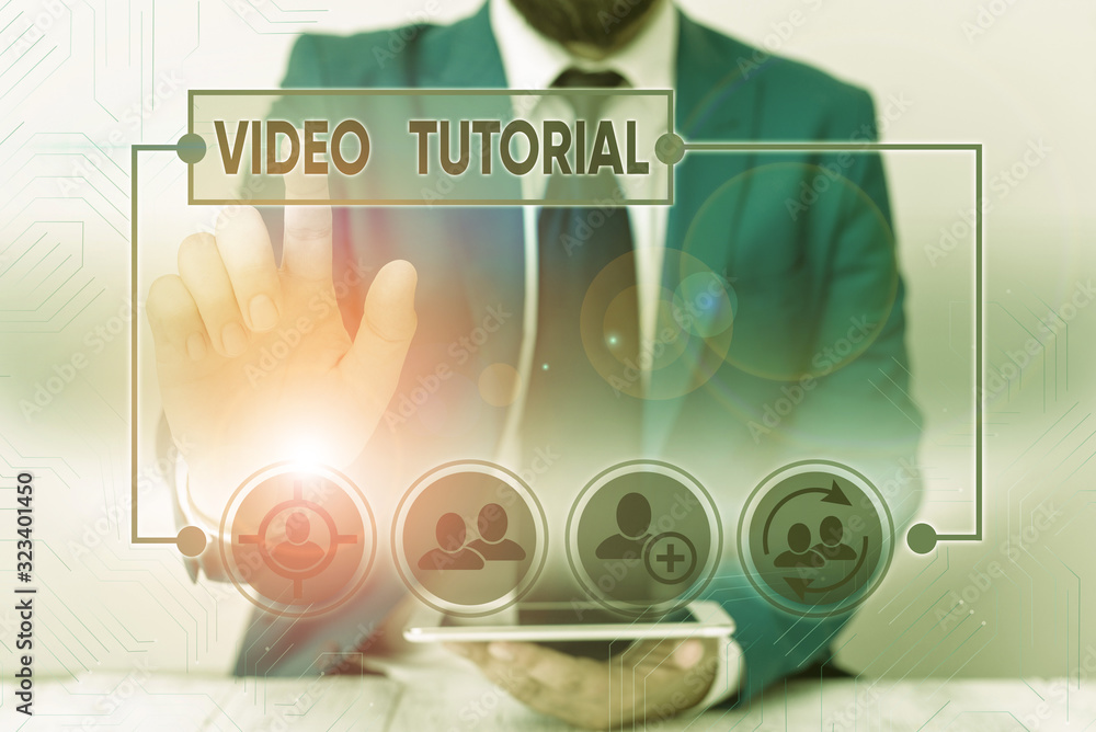 Poster word writing text video tutorial. business photo showcasing method of transferring knowledge through
