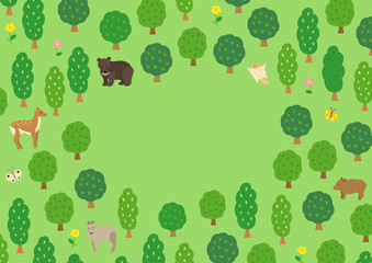 森と山の動物　熊　鹿　猪