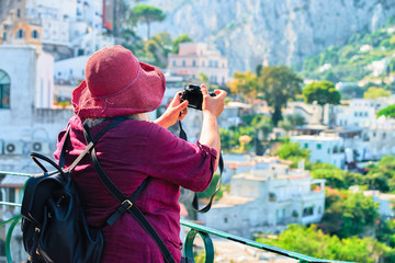 Woman taking photo on Capri Island