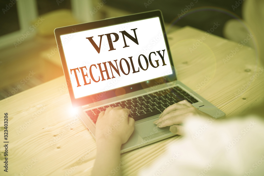 Poster writing note showing vpn technology. business concept for programming that creates a safe and encryp