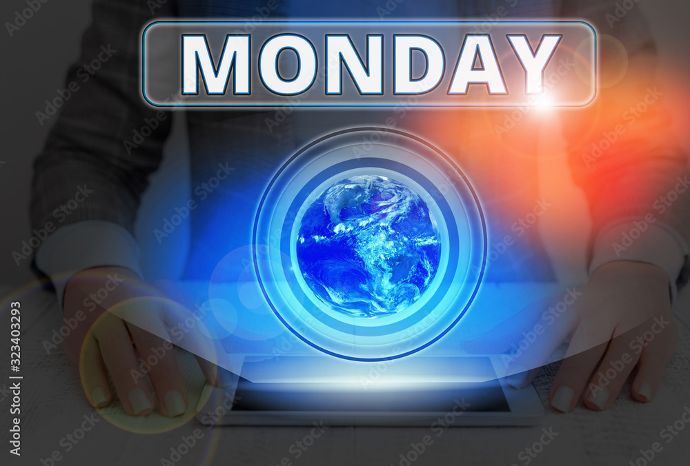 Poster text sign showing monday. business photo text the day of the week after sunday and before tuesday da