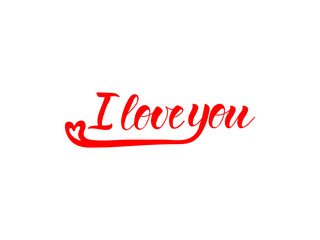 I love you card. Hand drawn lettering design. Red. Heart. For greeting cards, Valentine's Day, wedding, posters, prints, and home decorating. Vector illustration