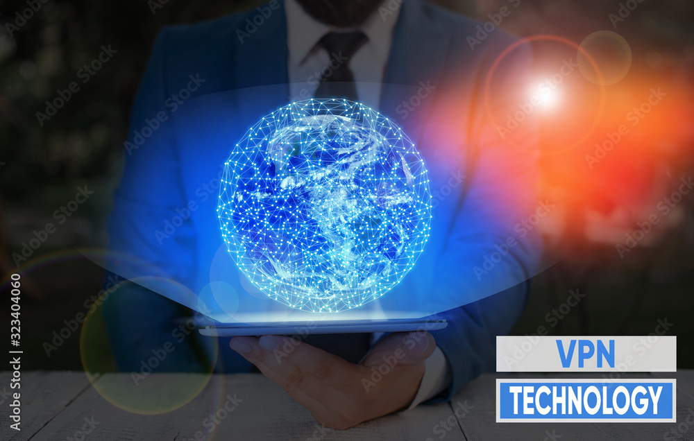 Poster word writing text vpn technology. business photo showcasing programming that creates a safe and encr