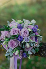 Beautiful wedding bouquet of fresh fresh flowers.