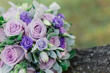 Beautiful wedding bouquet of fresh fresh flowers.