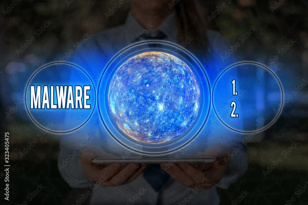 Poster word writing text malware. business photo showcasing malicious software or file that is harmful to a