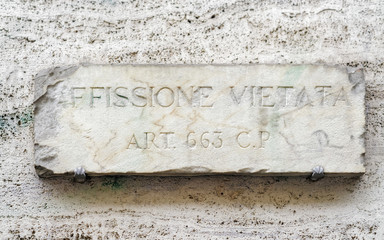 Affissione Vietata sign in Rome