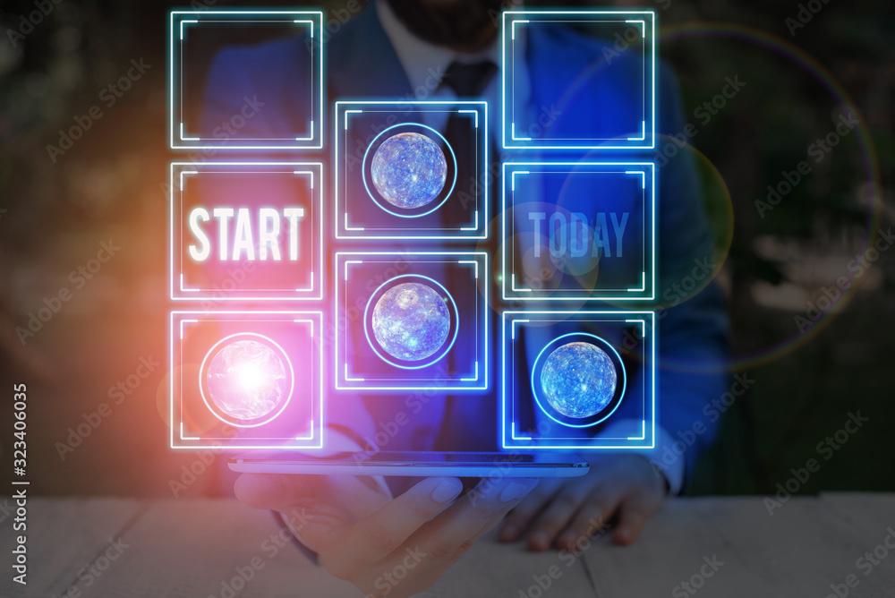 Poster word writing text start. business photo showcasing begin or be reckoned from a particular point in t