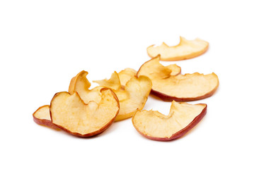 Dried sliced apples, fruit isolated on white background 
