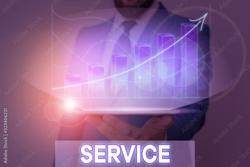Poster writing note showing service. business concept for valuable action or effort performed to satisfy or