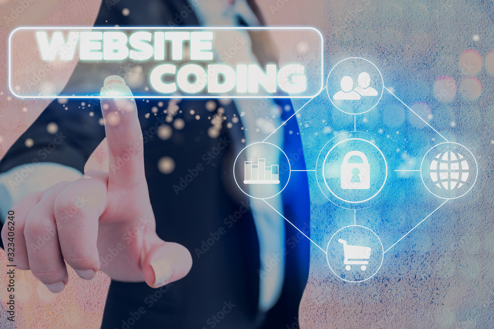 Poster Handwriting text Website Coding. Conceptual photo system of symbols and rules used to represent instructions