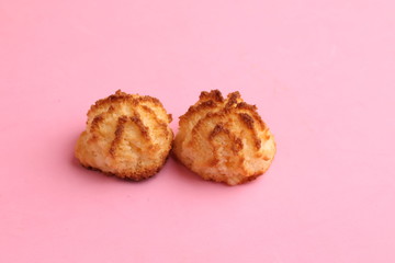 small coconut cake in color background
