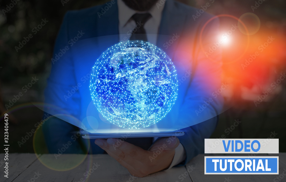 Poster word writing text video tutorial. business photo showcasing method of transferring knowledge through