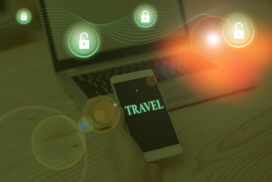 Conceptual hand writing showing Travel. Concept meaning the movement of showing between distant geographical locations