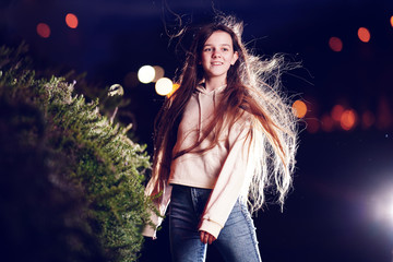 Long haired girl of 14 years old