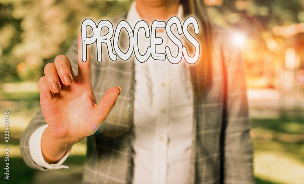 Fototapete word writing text process. business photo showcasing standard procedures how to handle a particular 