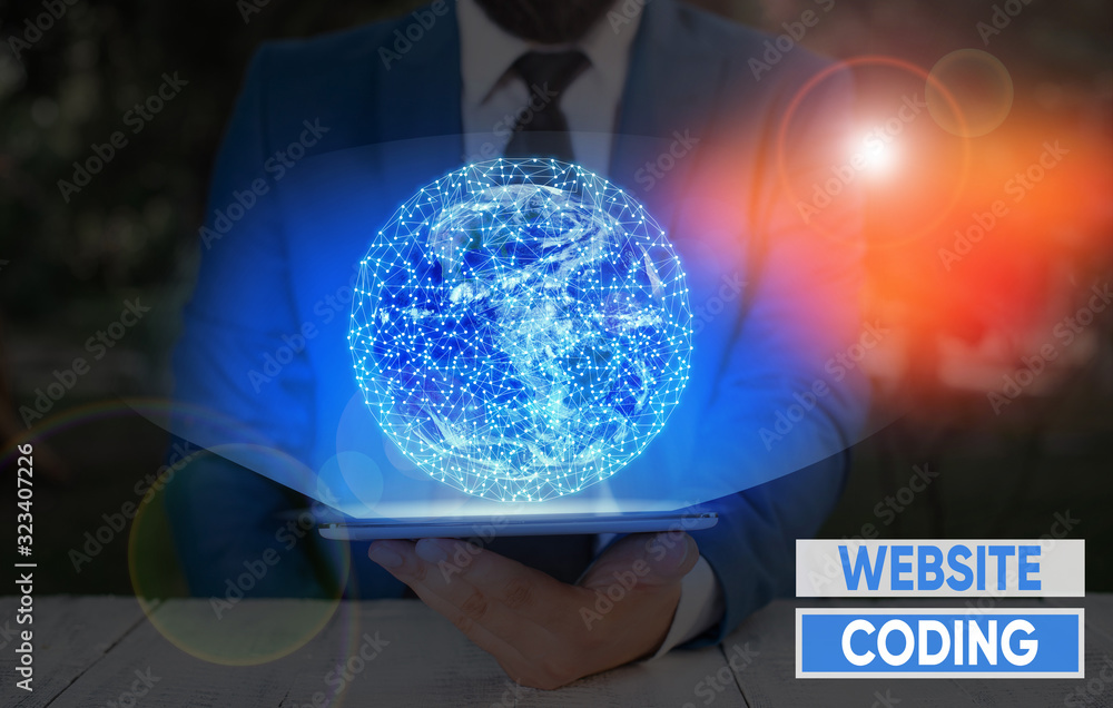 Poster word writing text website coding. business photo showcasing system of symbols and rules used to repr