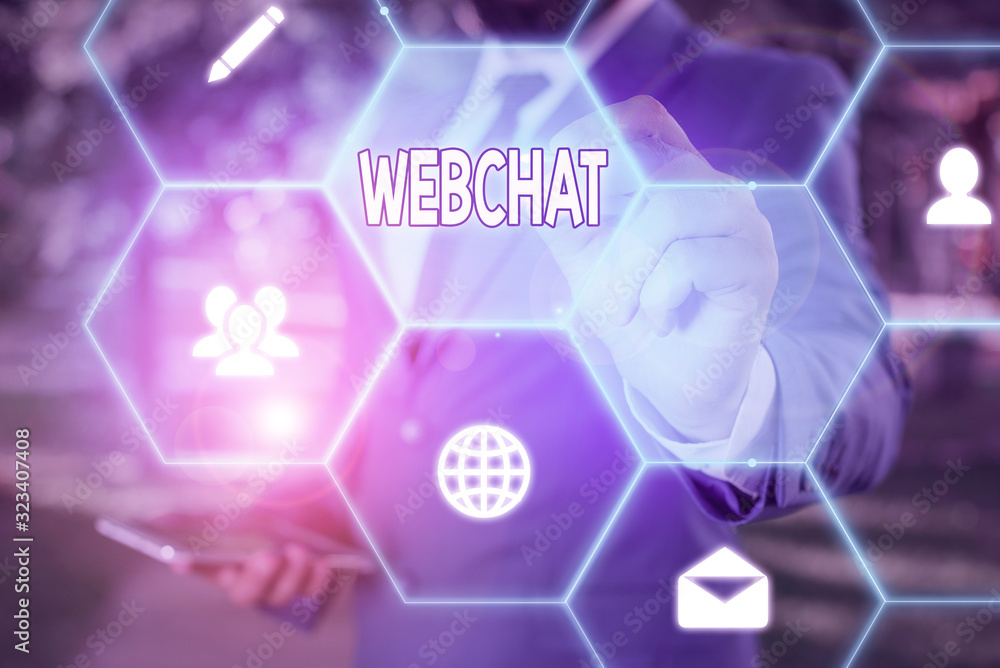 Poster text sign showing webchat. business photo text system that allows users to communicate in real time 