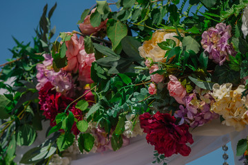 Beautiful decoration with vivid flowers of marriage registration.