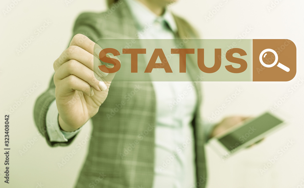 Poster text sign showing status. business photo text situation at a particular time during a process profes