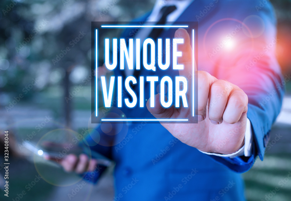 Poster handwriting text writing unique visitor. conceptual photo individuals who have visited a web site at
