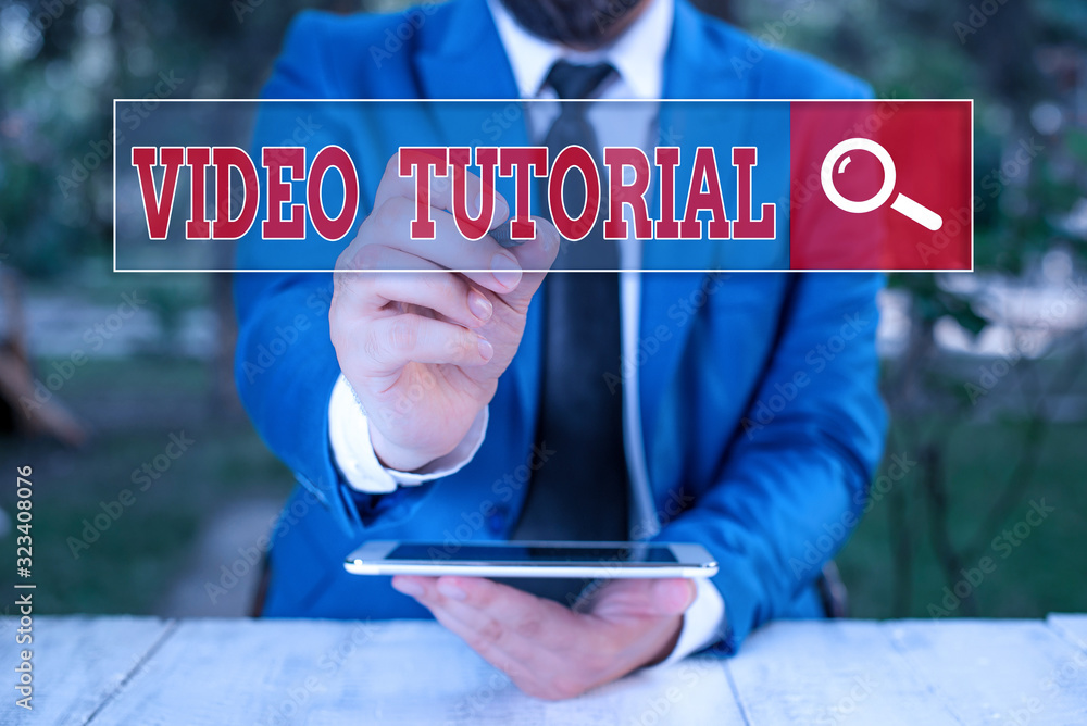Poster conceptual hand writing showing video tutorial. concept meaning method of transferring knowledge thr