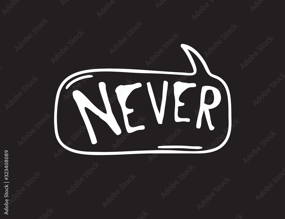 Poster hand drawn speech bubble with text on black chalk board background. vector pop art object and word. 