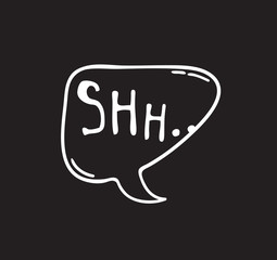 Hand drawn speech bubble with text on black chalk board  background. Vector pop art object and word. Doodle element for dialog or comic