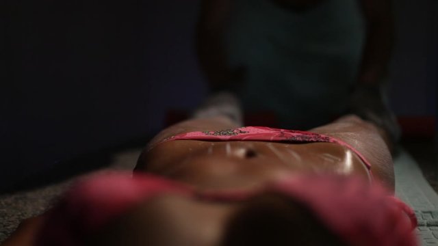 Massage of the beautiful legs in Turkish bath Hamam.Then the focus shifts to the big, beautiful, sexy breasts.