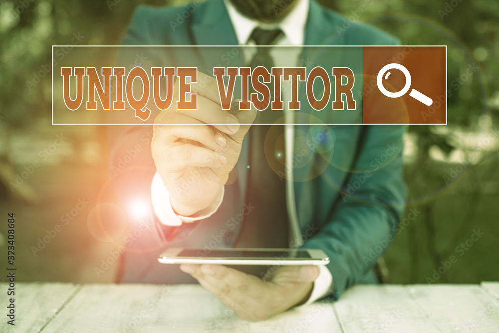 Aufkleber conceptual hand writing showing unique visitor. concept meaning individuals who have visited a web s
