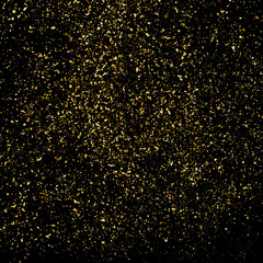 Gold Glitter Texture Isolated On Black. Amber Particles Color. Celebratory Background. Golden Explosion Of Confetti. Design Element. Digitally Generated Image. Vector Illustration, Eps 10.