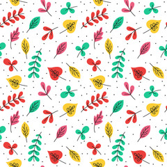 Seamless pattern with bright leaves