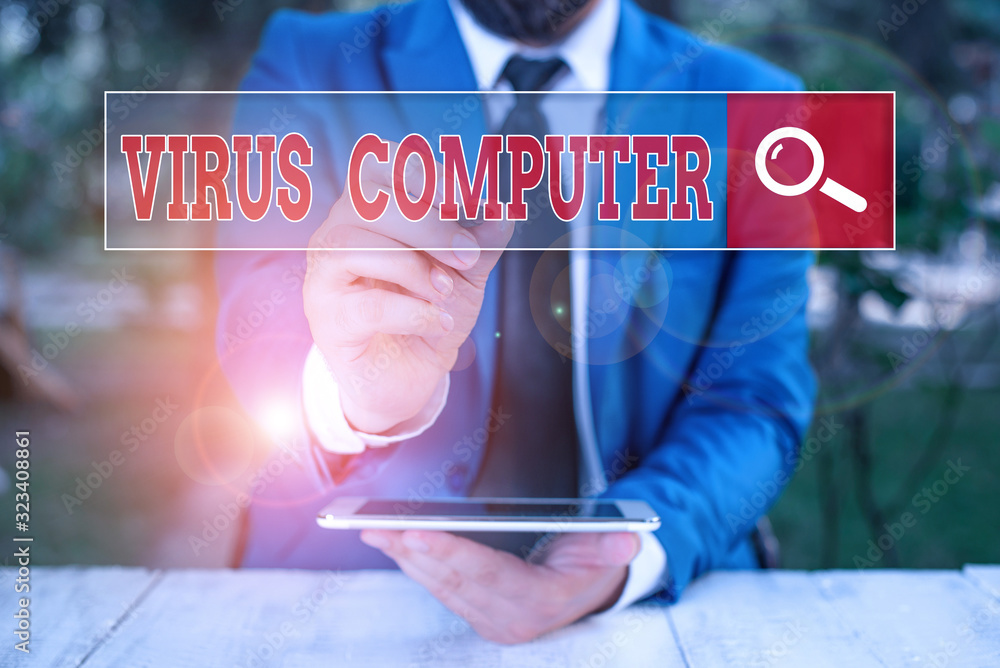 Aufkleber conceptual hand writing showing virus computer. concept meaning malicious software program loaded on