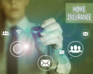 Word writing text Home Insurance. Business photo showcasing it covers losses and damages to an...