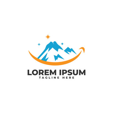 Mountain with Smile Line Logo Vector Icon Illustration
